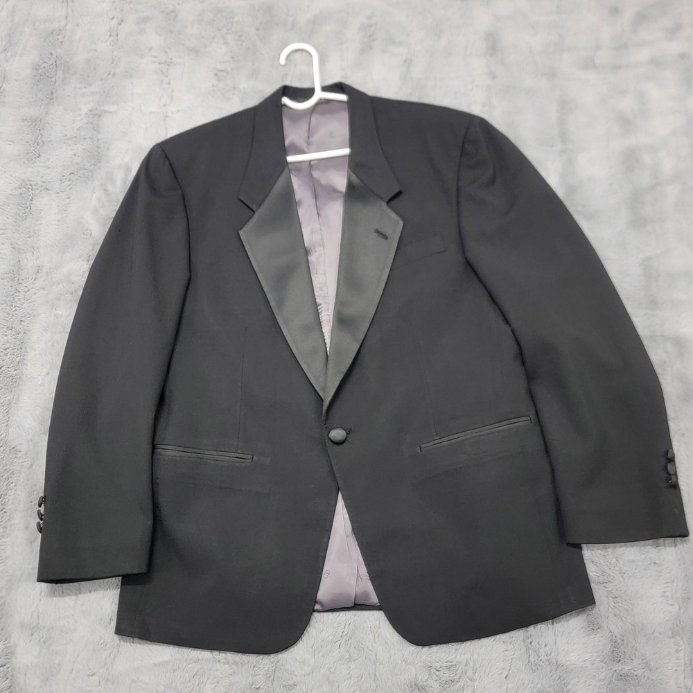 Vintage Christian Dior Tuxedo Jacket Mens 43R Black Satin Notch Lapel USA Formal